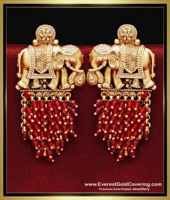 ERG2497 - First Quality Elephant Design Antique Gold Earrings