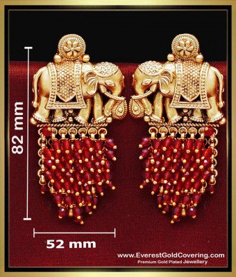 ERG2497 - First Quality Elephant Design Antique Gold Earrings