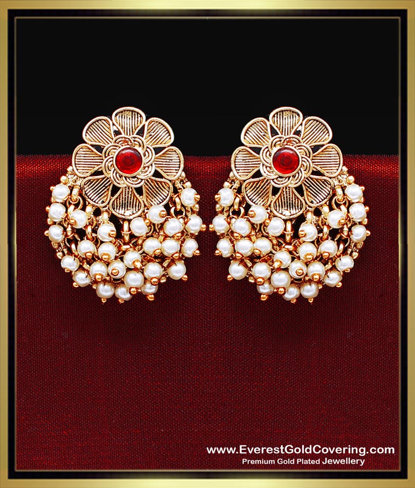 ERG2498 - premium quality antique earrings with white beads