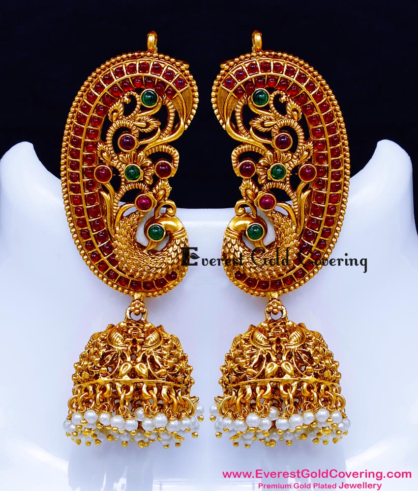 ERG2501 - Traditional Full Cover Antique Ear Cuff Jhumka Earrings