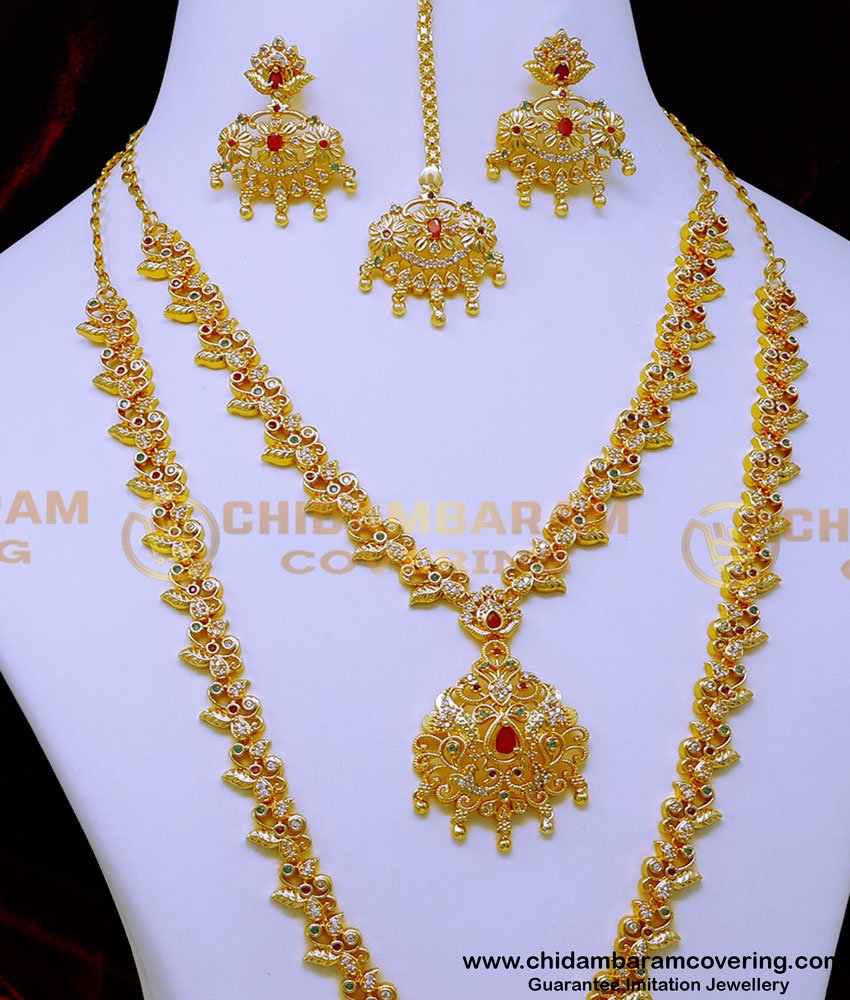 HRM972 - High Quality Bridal Jewellery Ad Stone Long Haram Set