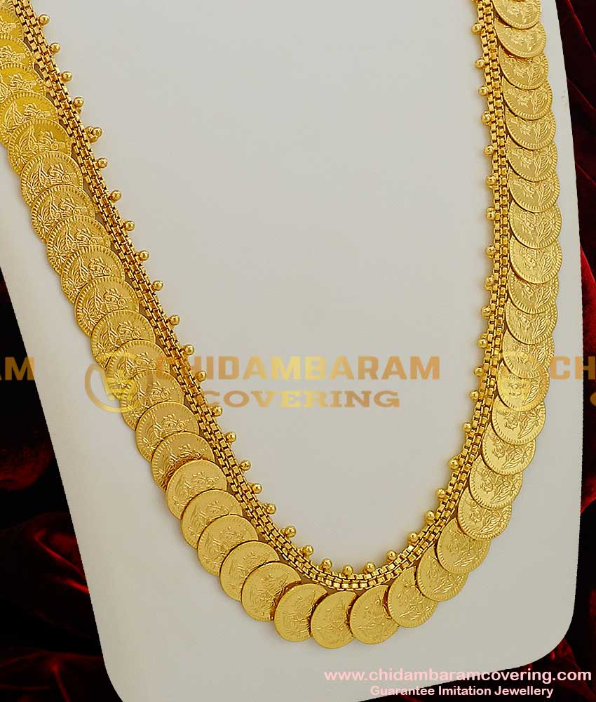 HRM022 – Handmade Lakshmi Coin Kasu Malai South Indian One Gram Gold Haram Designs Imitation Jewellery