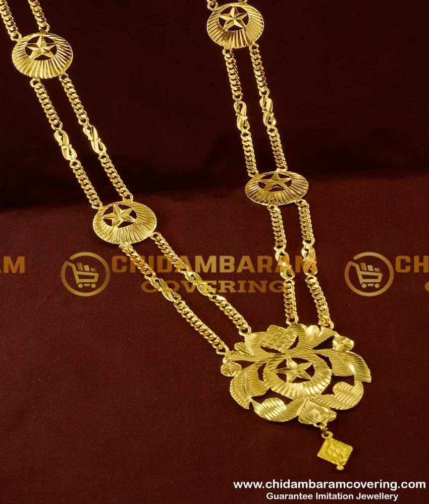 HRM108 - Crescent Moon Two Line Governor Maalai Design Gold Plated Haram