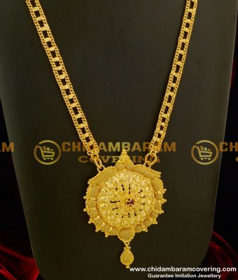 HRM134 - Simple Look Ruby Stone Flexible Long Haram Collections Online