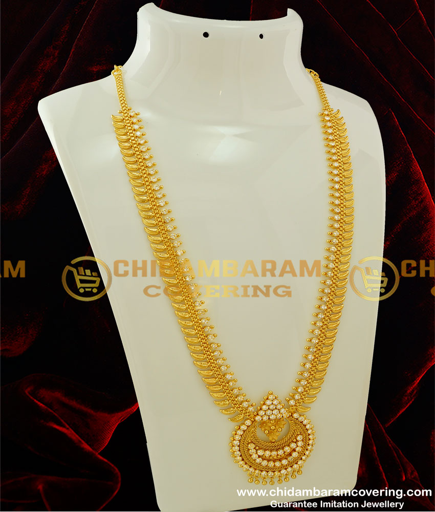 HRM204 - Latest High Fashion White Stone Beads and Leaf Design Haram for Women