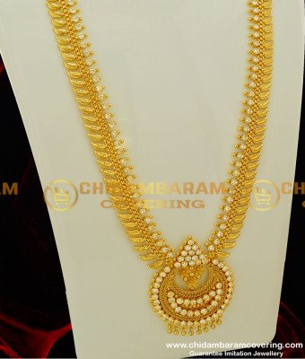 HRM204 - Latest High Fashion White Stone Beads and Leaf Design Haram for Women