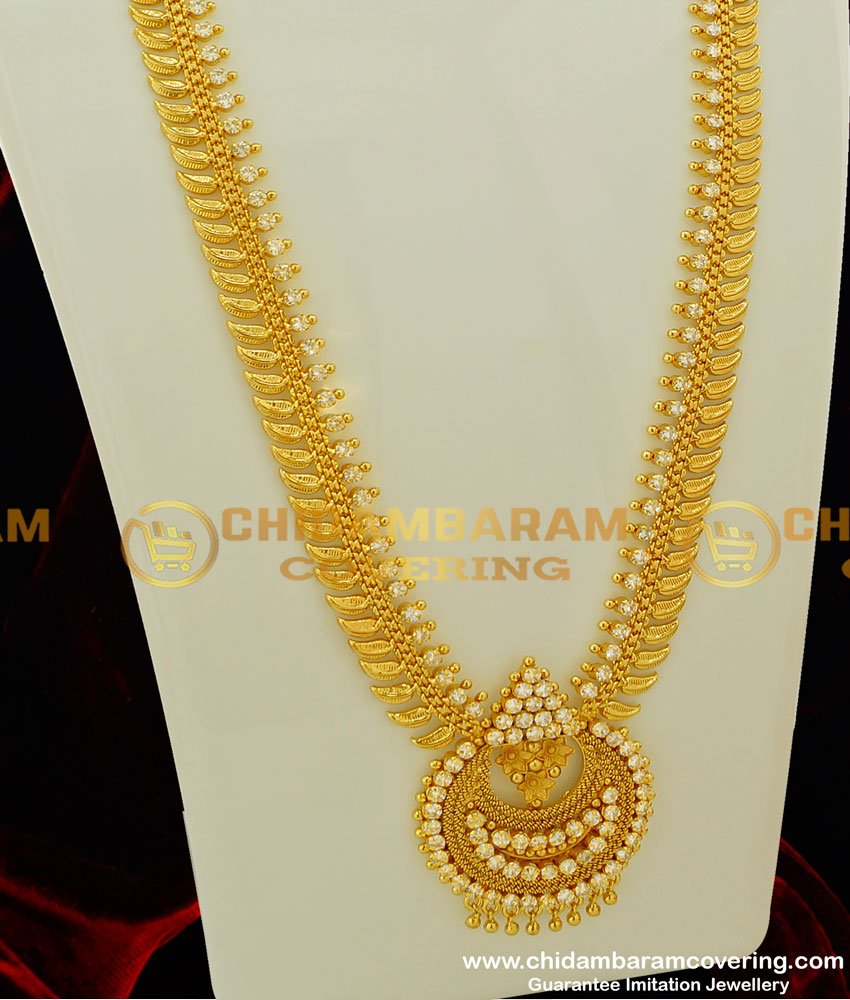 HRM204 - Latest High Fashion White Stone Beads and Leaf Design Haram for Women