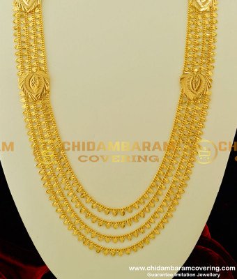 HRM214 - New Light Weight Gold Design Shining Long Layered Chain Haram Buy Online