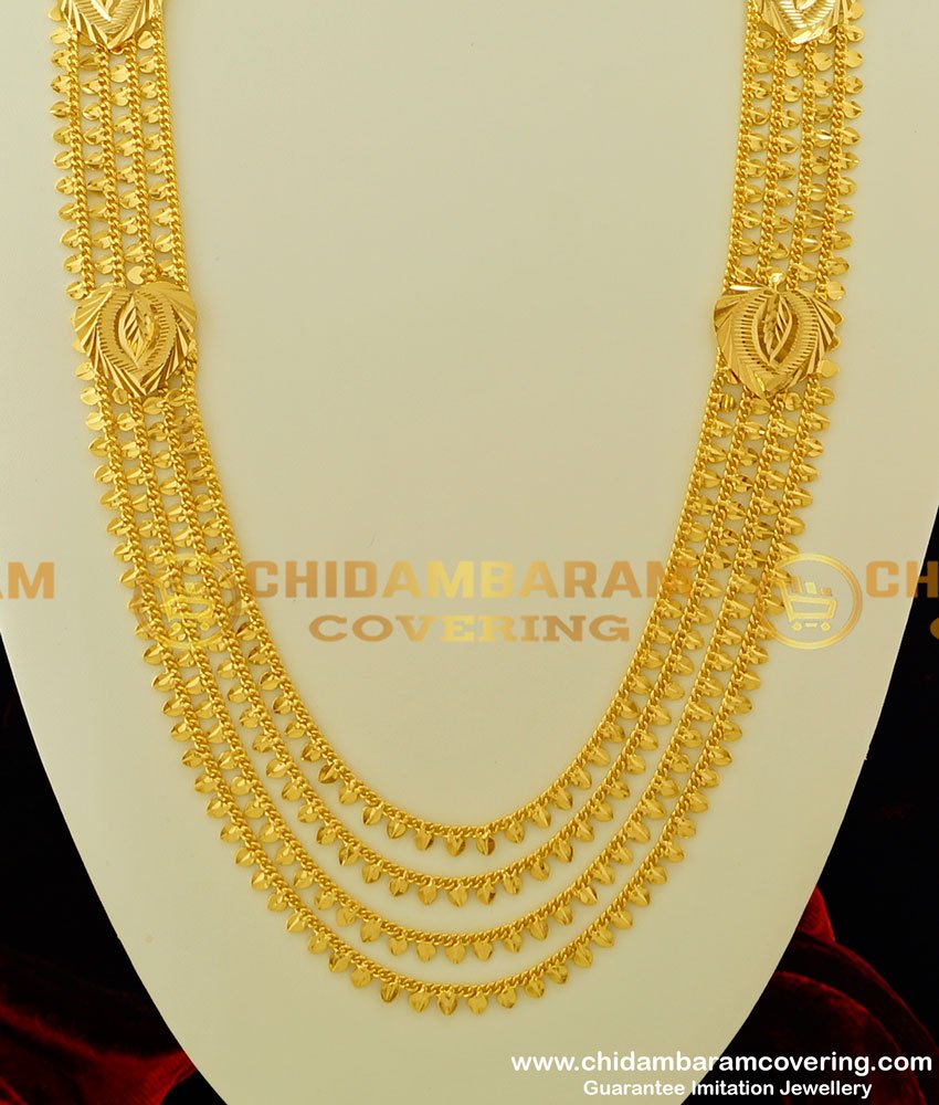 HRM214 - New Light Weight Gold Design Shining Long Layered Chain Haram Buy Online