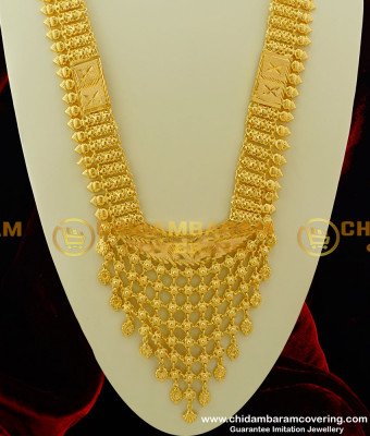 HRM215 - Real Gold Design Long Bridal Haram Design Gold Plated Kerala Haram Buy Online