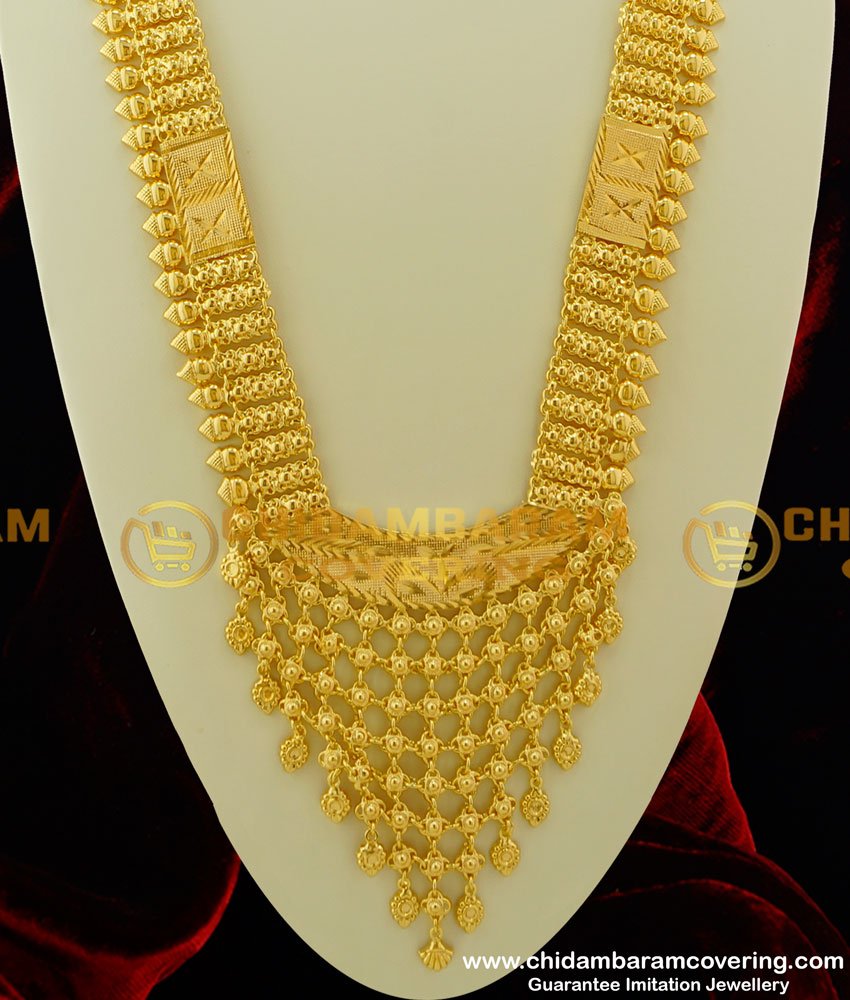 HRM215 - Real Gold Design Long Bridal Haram Design Gold Plated Kerala Haram Buy Online
