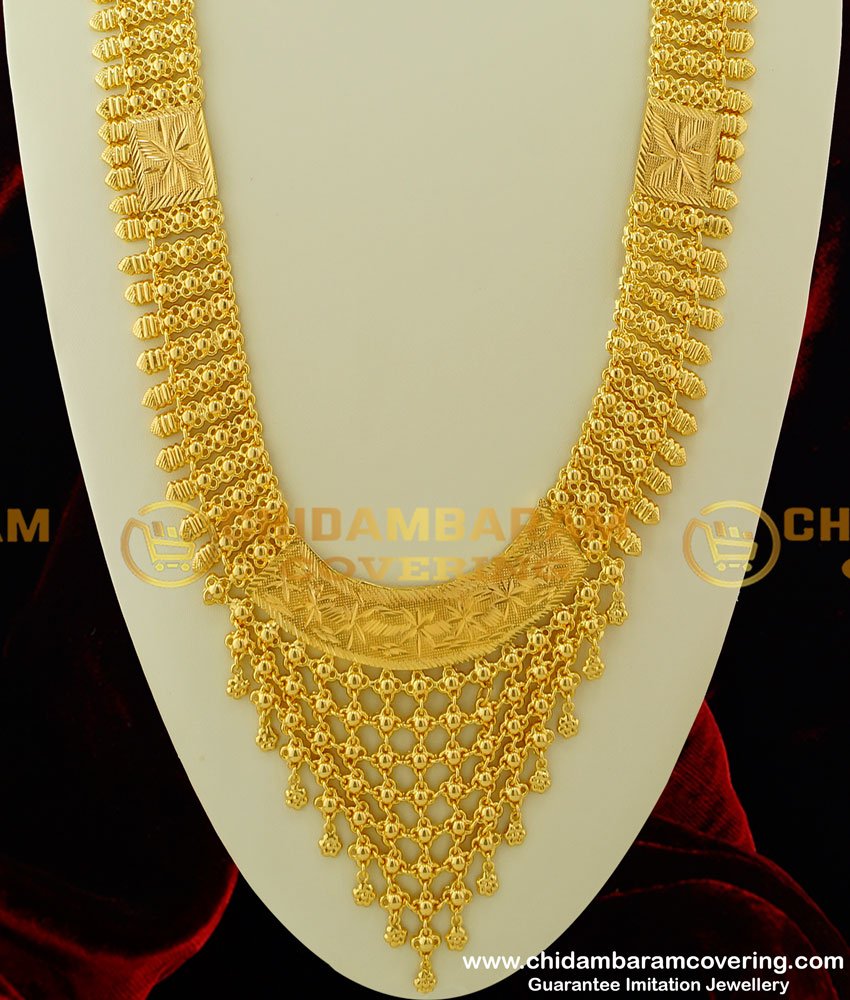 HRM216 - Gold Inspired Long Bridal Broad Haram Design One Gram Gold Guarantee Haram 