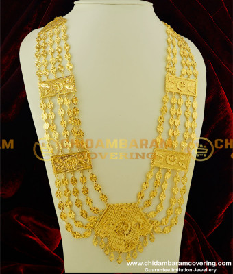 HRM217 - Latest Design Bridal Five Line Gold Design Governor Malai Heavy Weight Haram for Wedding