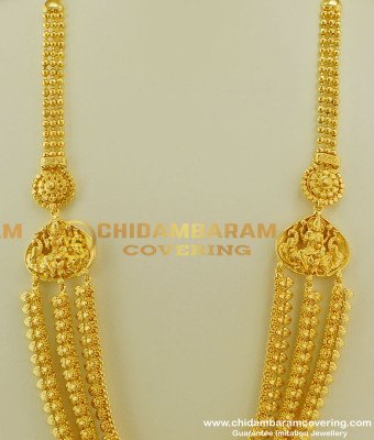 HRM218 - Handmade 3 Line Lakshmi Haram South Indian One Gram Gold Haram Designs Imitation Jewellery