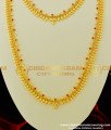 HRM236 - Full Stone Mango Design Semi Bridal Haram Necklace Combo Set One Gram Gold Jewellery for Wedding