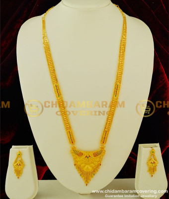 HRM238 - Latest Wedding Collection One Gram Forming Gold Long Rani Haram Design Set Buy Gold Online