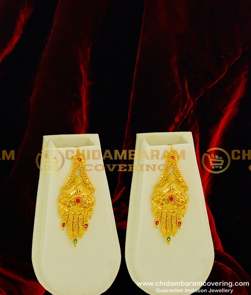 HRM239 - Real Gold Look Enamel Colour Beautiful Flower Design Forming Gold Haram with Earrings Buy Online