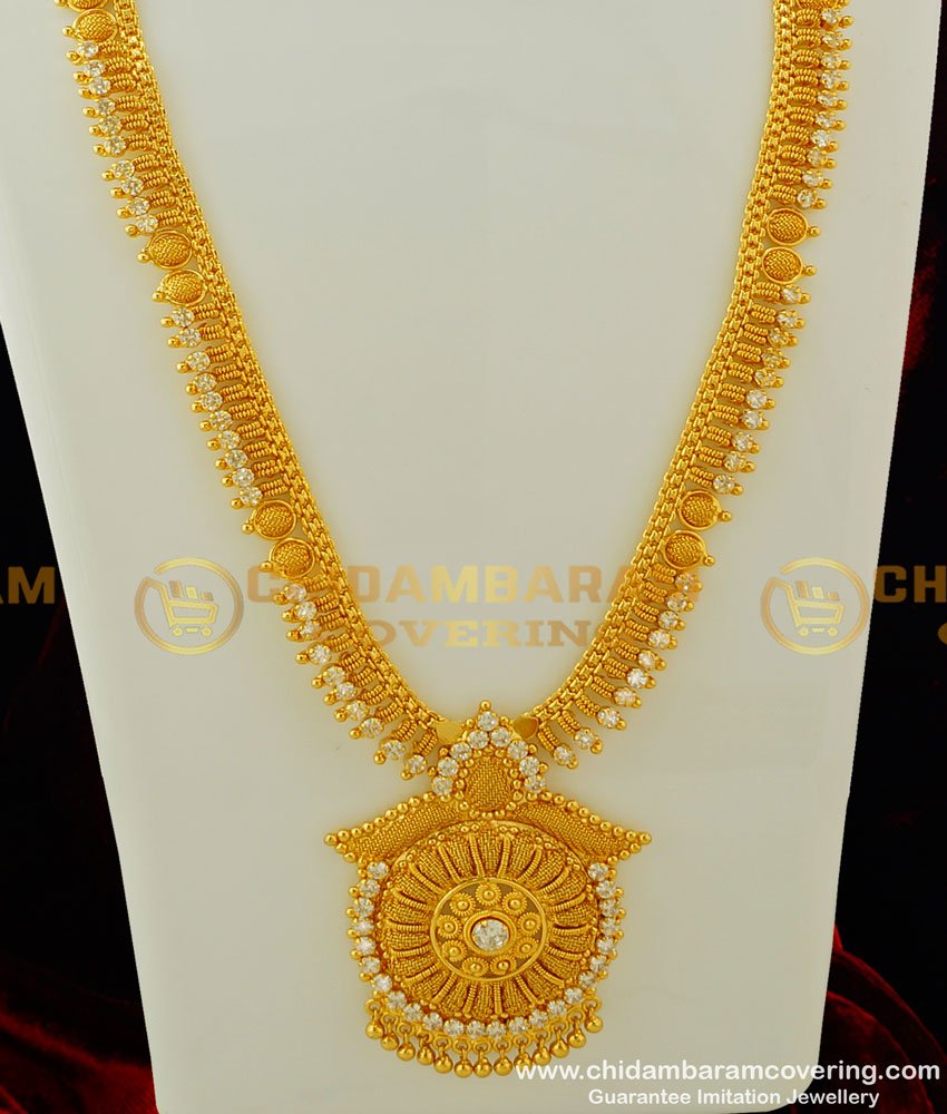 HRM245 - Latest Bridal Wear Gold Plated AD Stone Long Haram Buy Online