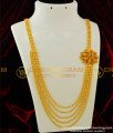 HRM253 - Beautiful Five Line Gold Beads Gundla Mala with Flower Design Stone Pendant Haram Design Online