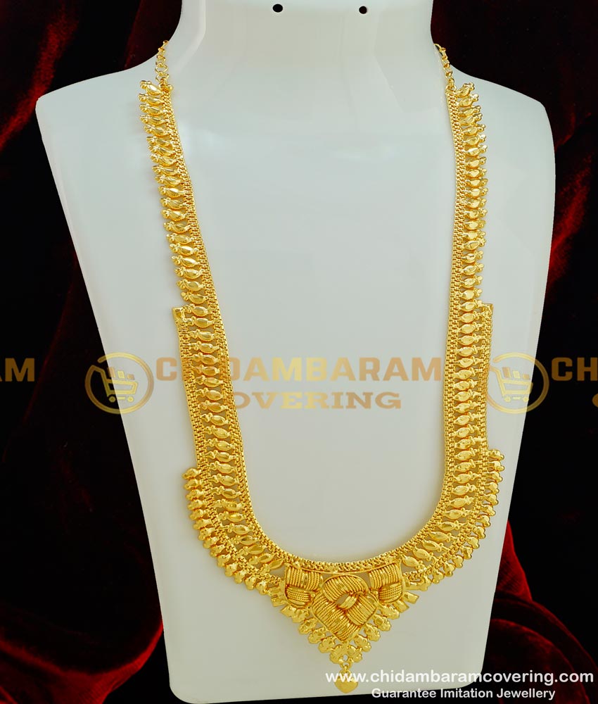 HRM285 - Buy Stunning Gold Bridal Wear Plain Haram Guarantee Chidambaram Covering Haram 