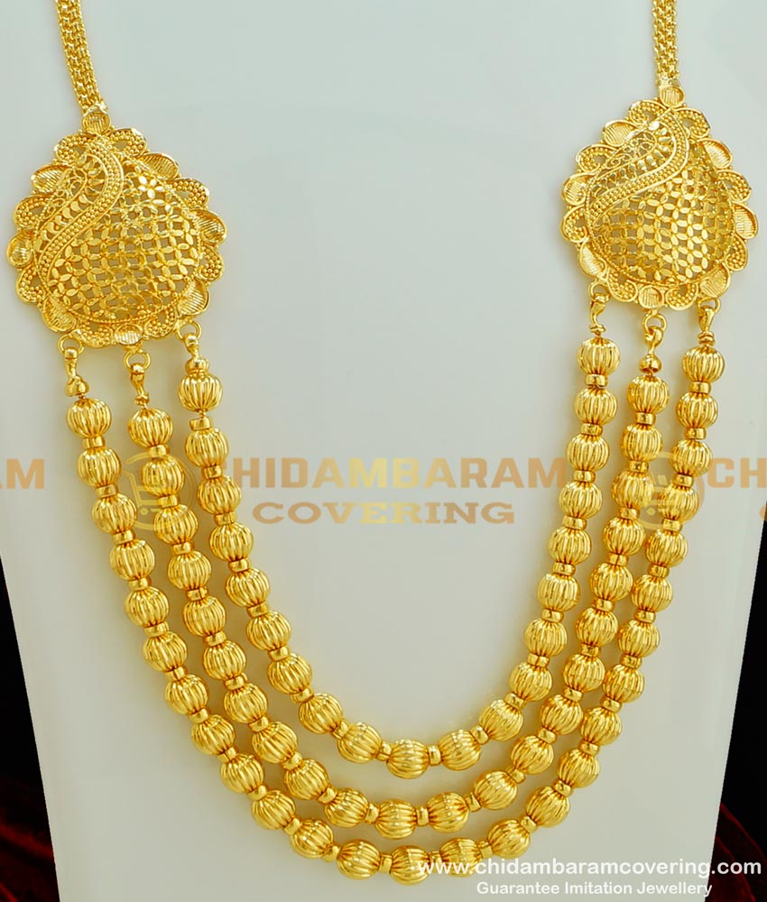 HRM299 - Trendy Gold Balls 3 Layer Designer Short Haram Bridal Jewelry for Wedding