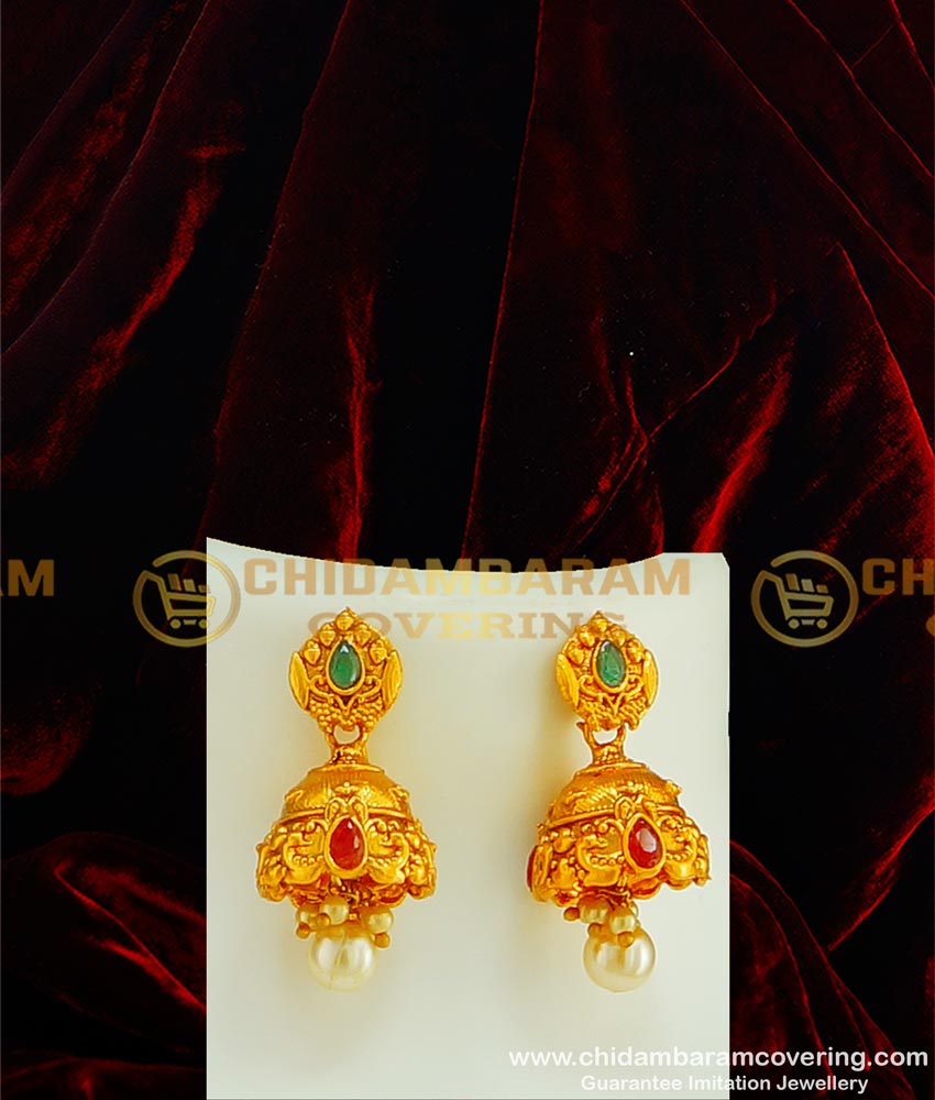 HRM309 - Latest Matte Finish Kemp Stone Pendant Temple Haram Design Buy Online