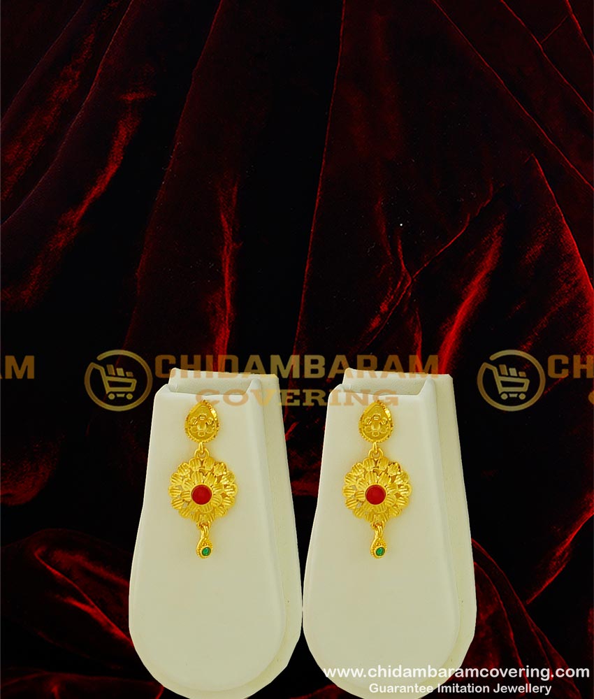 HRM320 - Beautiful Real Gold Look Flower Design Forming Gold Stone Haram with Earrings buy Online