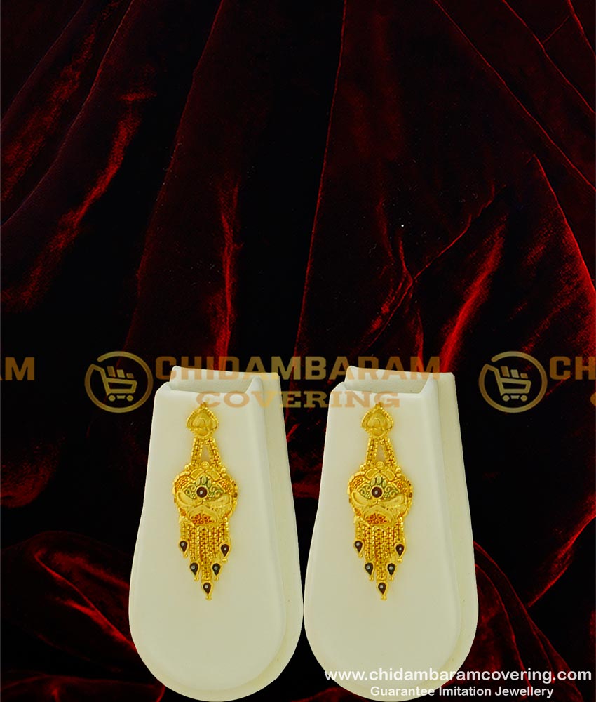 Hrm322 - Real Gold Design Latest Wedding Calcutta Enamel Gold Forming Heavy Haram with Earring Set for Bride