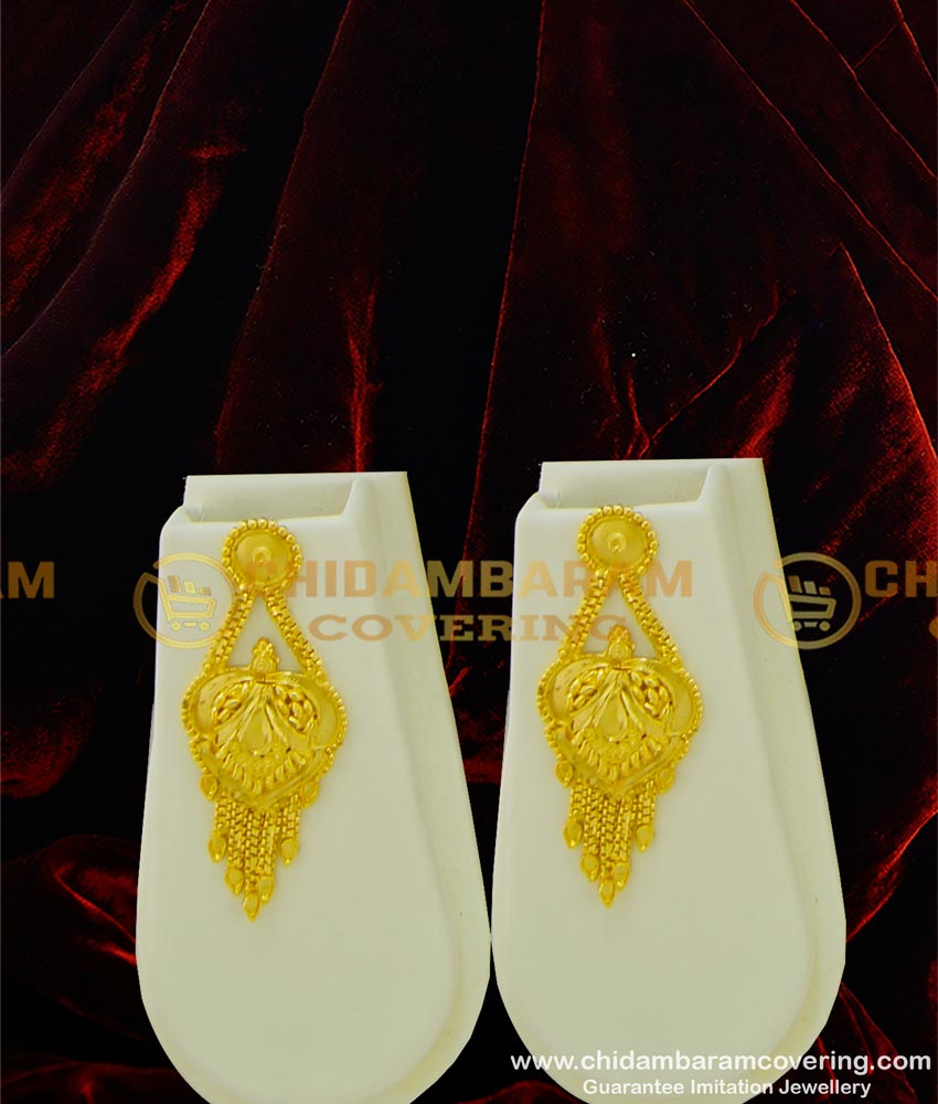 HRM339 - Real Gold Look Beautiful Design Forming Gold Long Haram with Earrings Combo Set