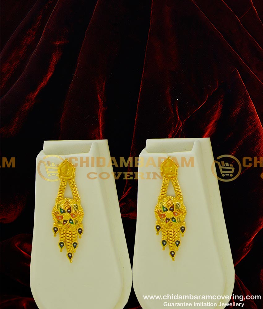 HRM341 - Gold Forming Haram Enamel Colour Beautiful Flower Design Semi Bridal Haram Set