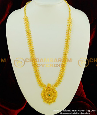 HRM349 - 1 Gram Gold Plated Single Emerald Stone Function Wear Long Haram  Buy Online