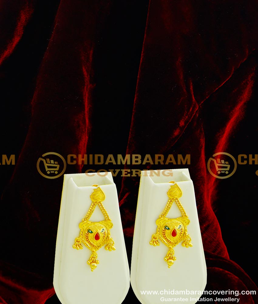 Hrm362 - Latest Gold Design Wedding Calcutta Enamel Gold Forming Heavy Haram With Earring Set for Bride