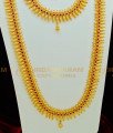 HRM371 - Latest Party Wear Full Ruby Stone Mullamottu Mala Design Semi Bridal Haram Necklace with Maang Tikka Combo Set 