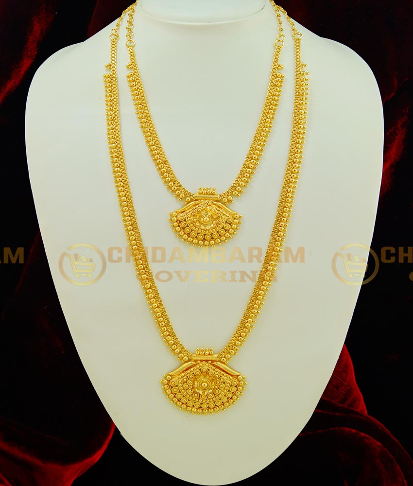 HRM384 - Semi Bridal Haram Necklace Combo Set Bridal Gold Plated Jewellery with Guarantee Online