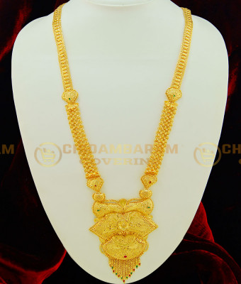 HRM410 - Beautiful Real Gold Look Design Gold Forming Heavy Dollar One Gram Gold Haram with Earrings Set