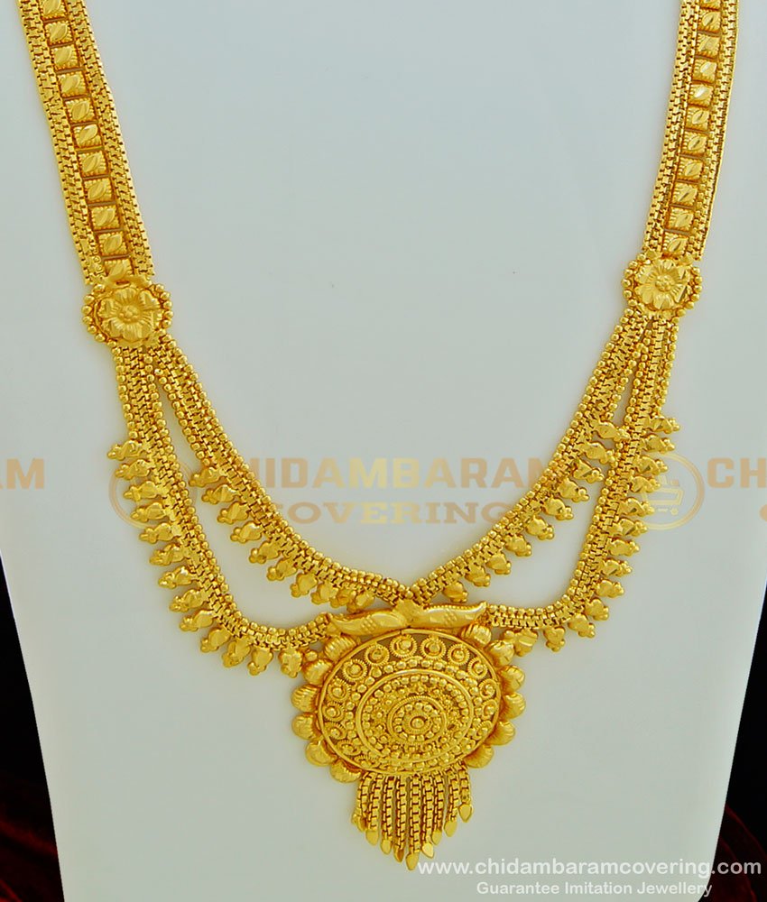 HRM418 - Traditional Two Layer Haram Design Bridal Haram Gold Plated Imitation Jewellery Collections