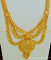 HRM419- Buy Stunning Gold 3 Line Long Plain 1 Gram Gold Haram Design Online Shopping