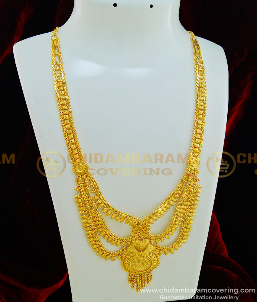 HRM420 - One Gram Gold Forming Three Layer Haram Designs for Wedding
