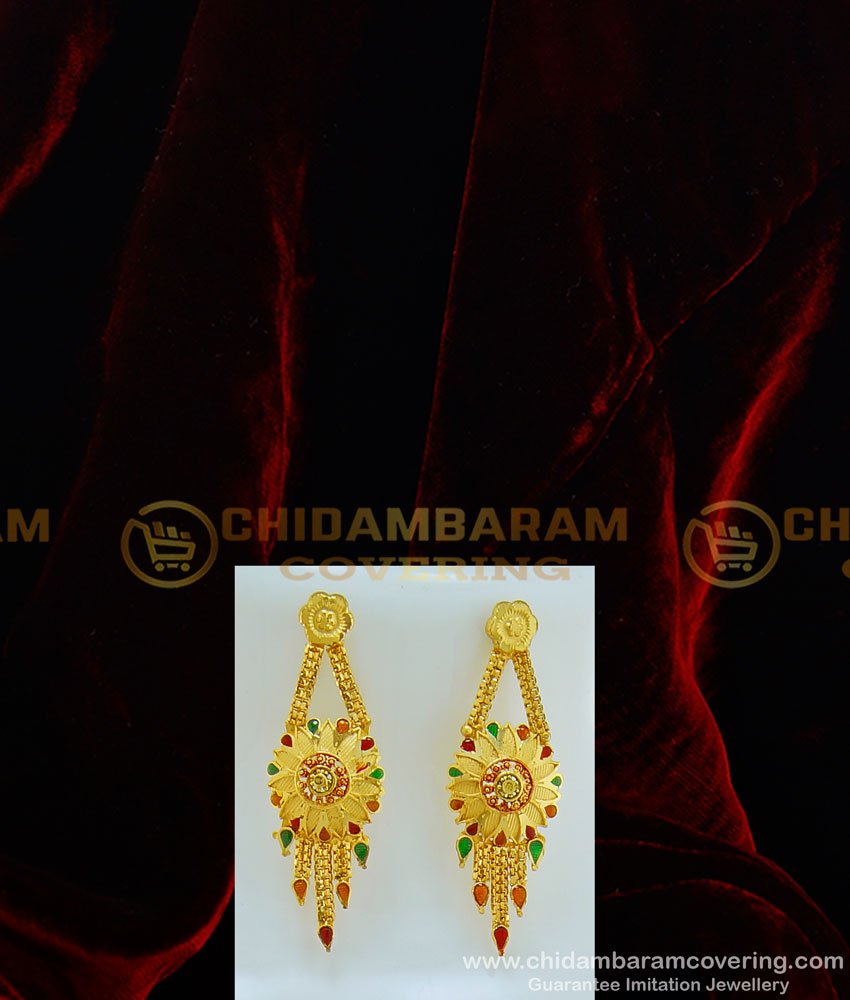 HRM423 - Simple Light Weight Flower Design Gold Forming Enamel Haram and Earring Set Online