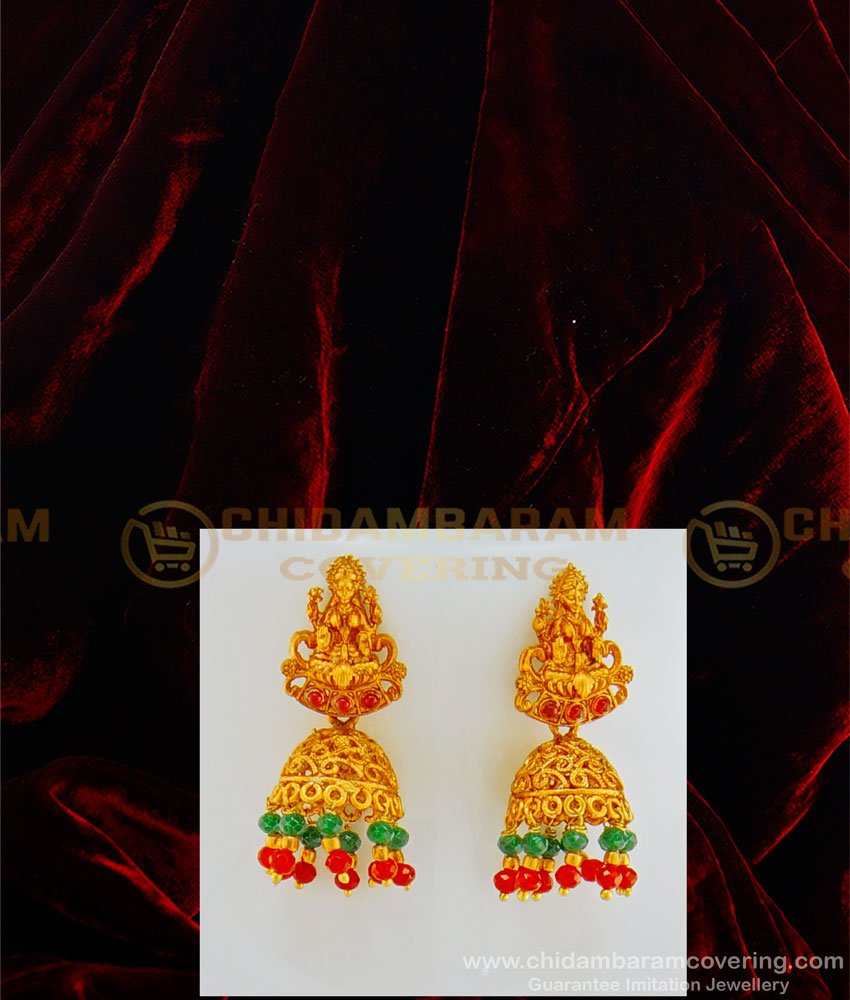 HRM437 - Temple Jewellery Nagas Kemp Stone Big Lakshmi Pendant with Earring Pearl Mala Set for Wedding 