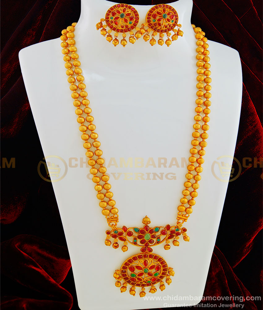 HRM439 - Beautiful Wedding Collection Nagas Temple Haaram Set Indian Fashion Jewellery Online