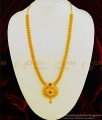 HRM449 - 1 Gram Gold Plated Net Pattern Single Ruby Stone Function Wear Long Haram Buy Online