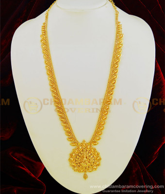 HRM451 - Latest Leaf Design Lakshmi Dollar Plain Haram Pure Gold Plated Jewelry