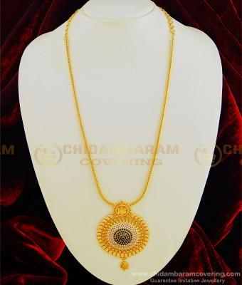 HRM458 - New Arrival 1 Gram Gold Plated Black Stone Big Round Pendant Haram Design Online