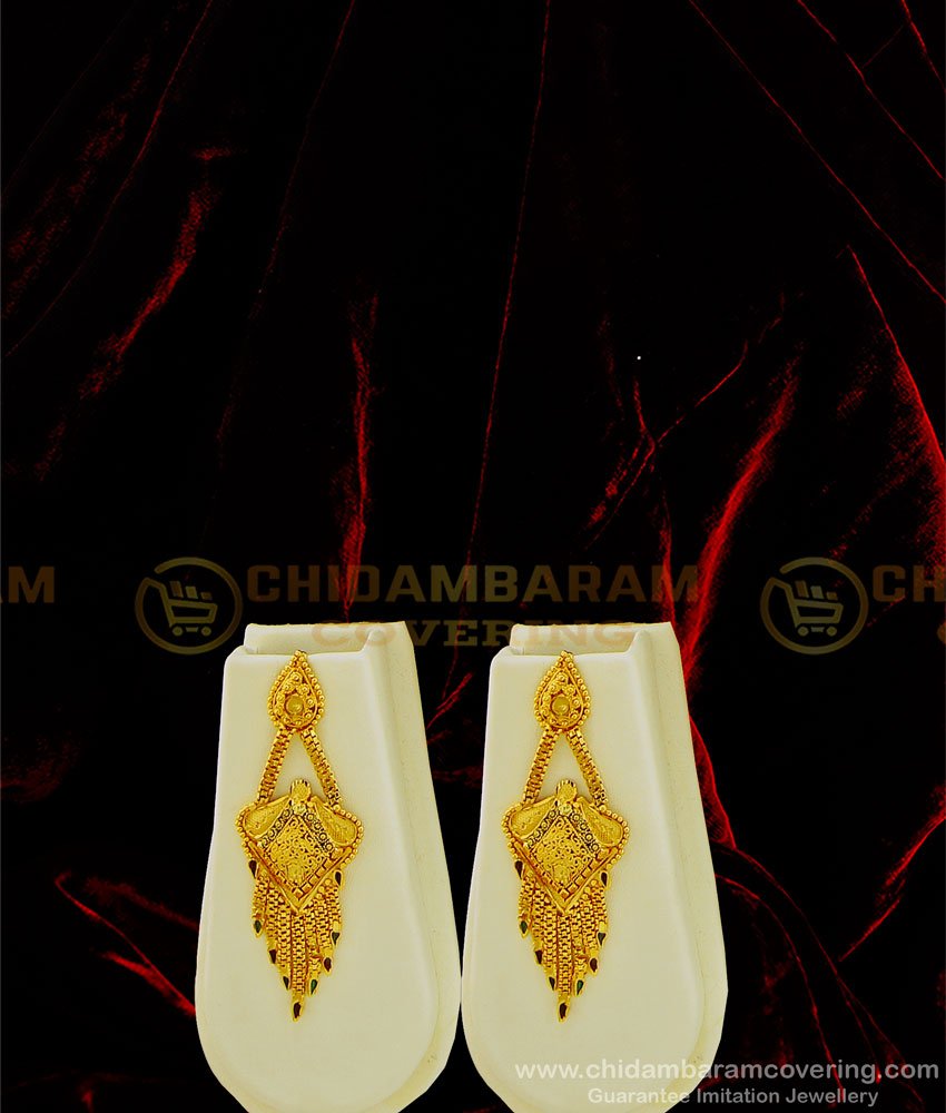 HRM462 - Real Gold Look Beautiful Design Enamel Finish Gold Forming Rani Haaram with Earrings Combo Set