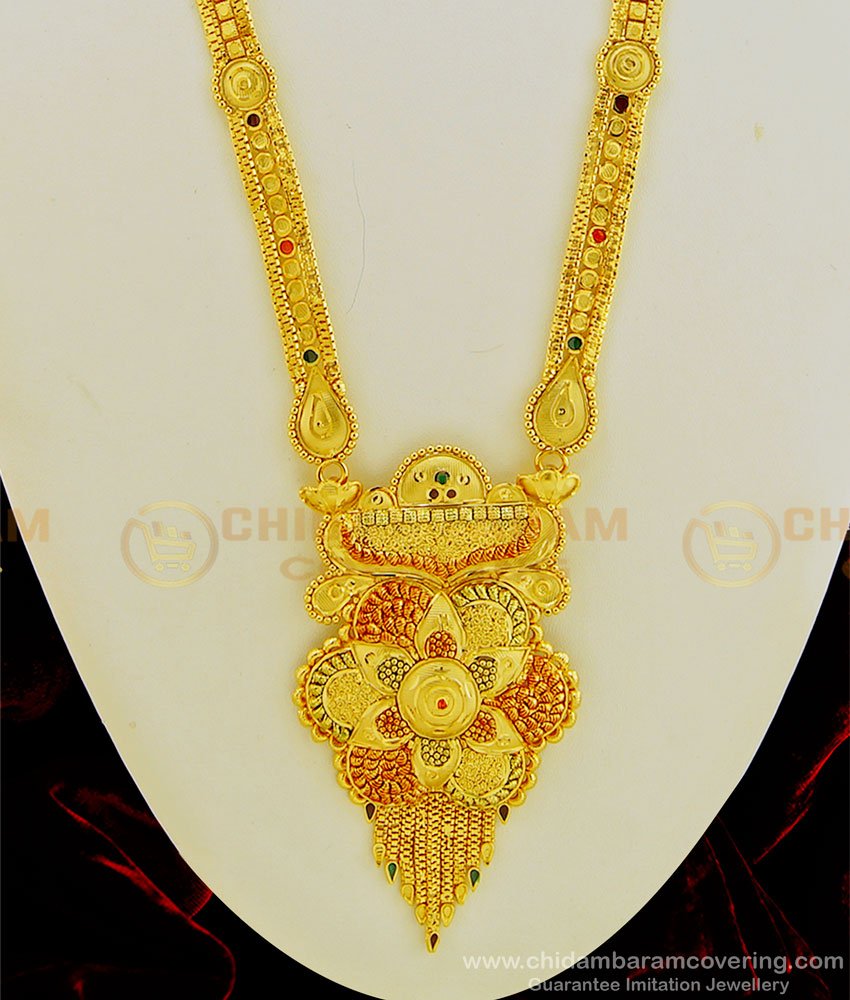 HRM463 - Buy New Gold Haram Design First Quality Enamel Gold Forming Haram with Earring Set for Wedding