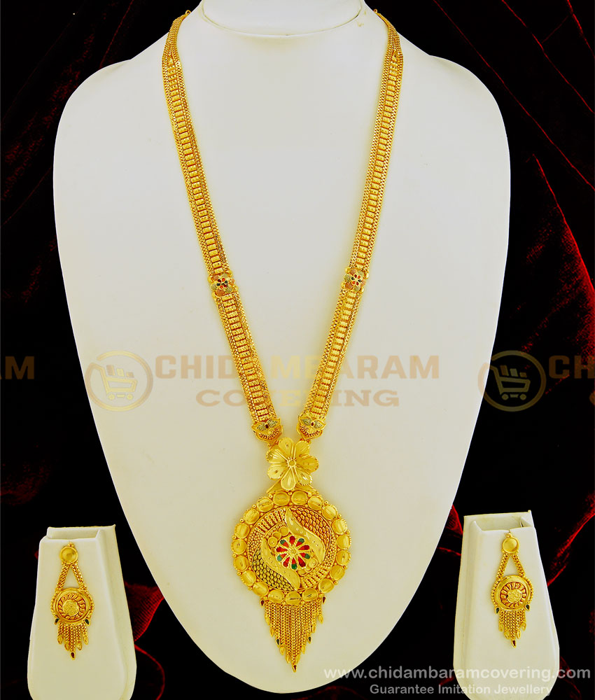 HRM465 - Wedding Haram Collections Real Gold Pattern Enamel Work High Quality Gold Forming Haram  