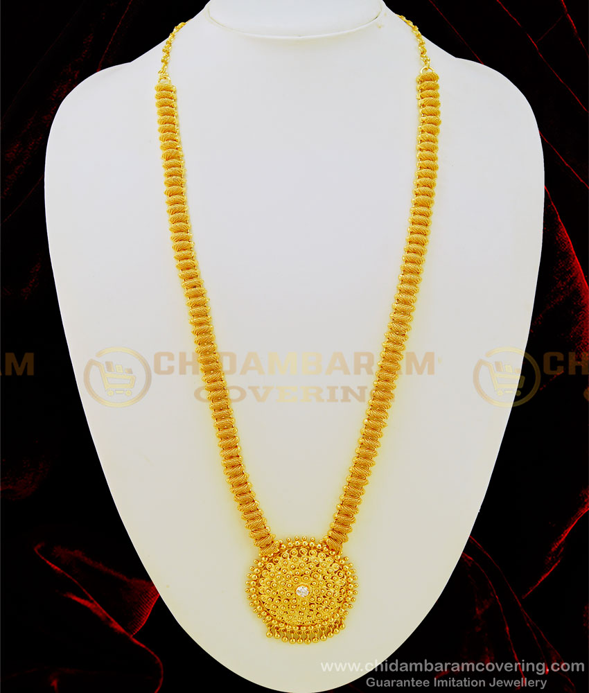 HRM472 - Latest Gold Design Full Net Pattern White Stone Dollar Covering Haram for Wedding 