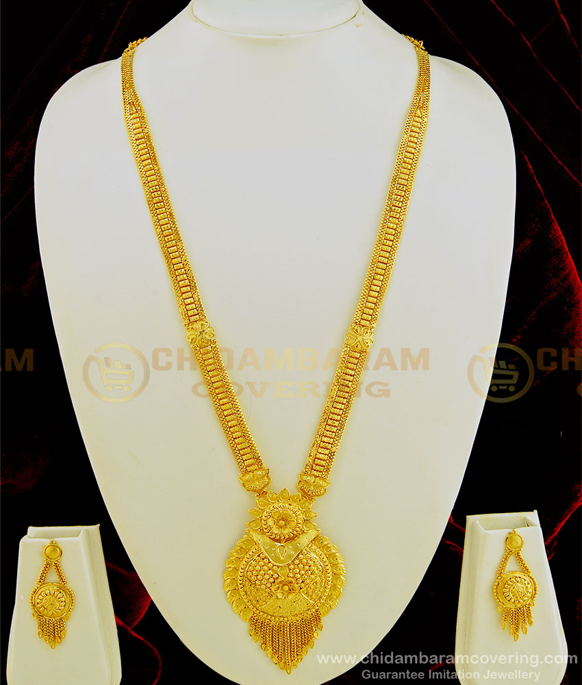 HRM477 - Real Gold Design First Quality Forming Haram with Earring Set Indian Imitation Wedding Jewelry Online