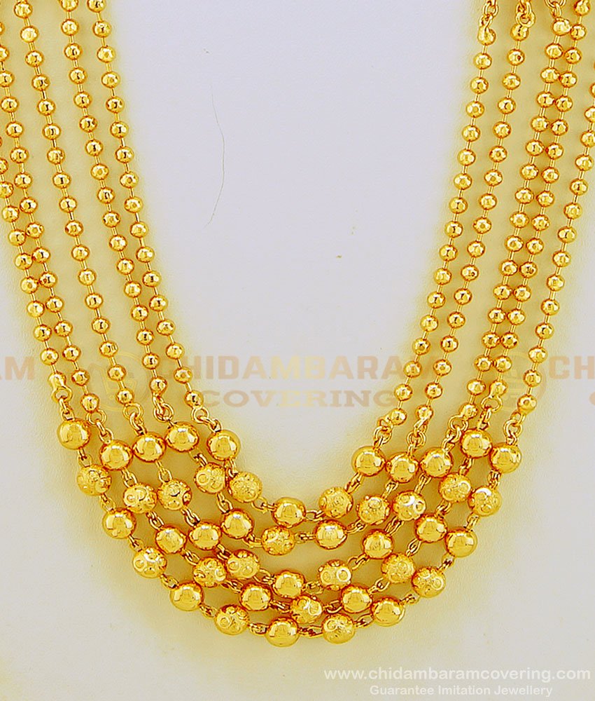 HRM480 - New Arrival Gold Design Gold Beads Long Layered Haram One Gram Jewelry Buy Online